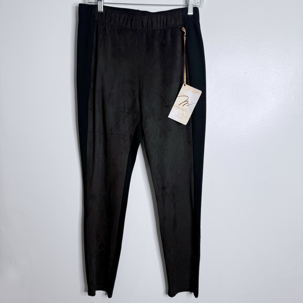 Miracle Body Ponte Pull On Suede‎ Pant Black Size 10 Stretch Minimalist Casual